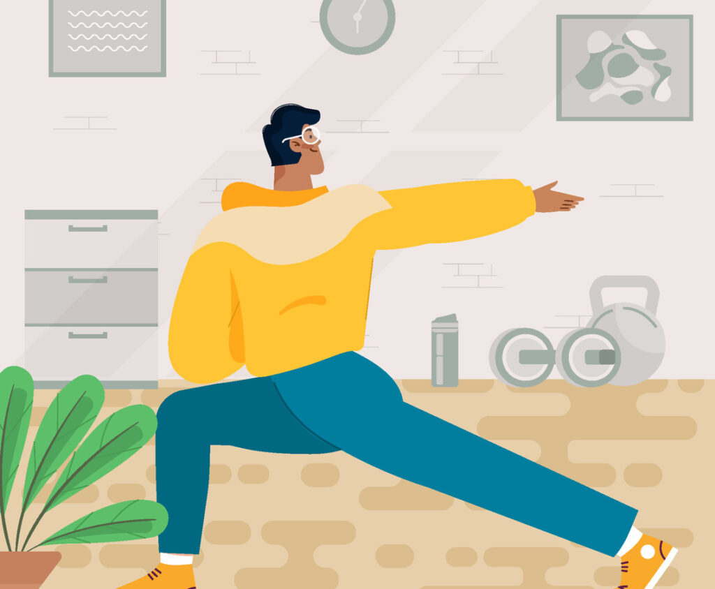 Daily exercise routine – workout, yoga and fitness for healthy and active lifestyle illustration picture.