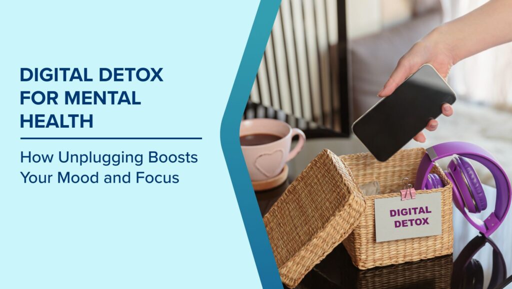 How to start digital detox plan – reduce screen time and build healthy routine illustration picture.