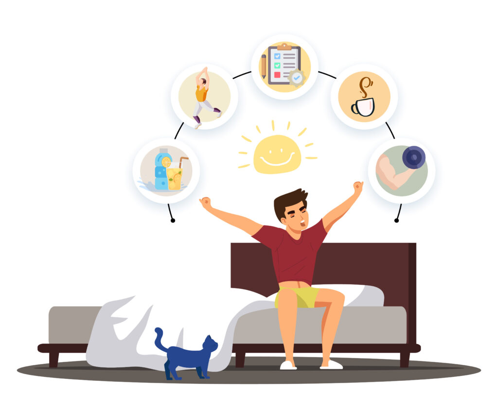 Self discipline concept – focus, routine and success habits illustration picture.