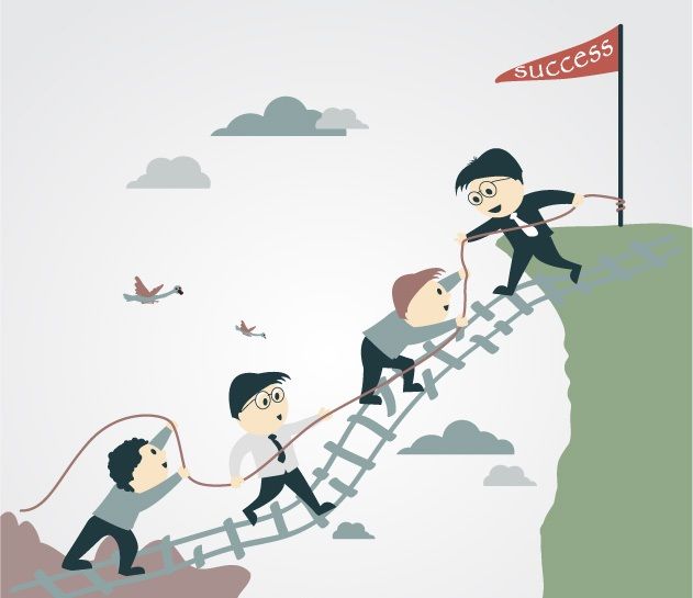 Achievable goal – realistic target step by step success illustration picture.