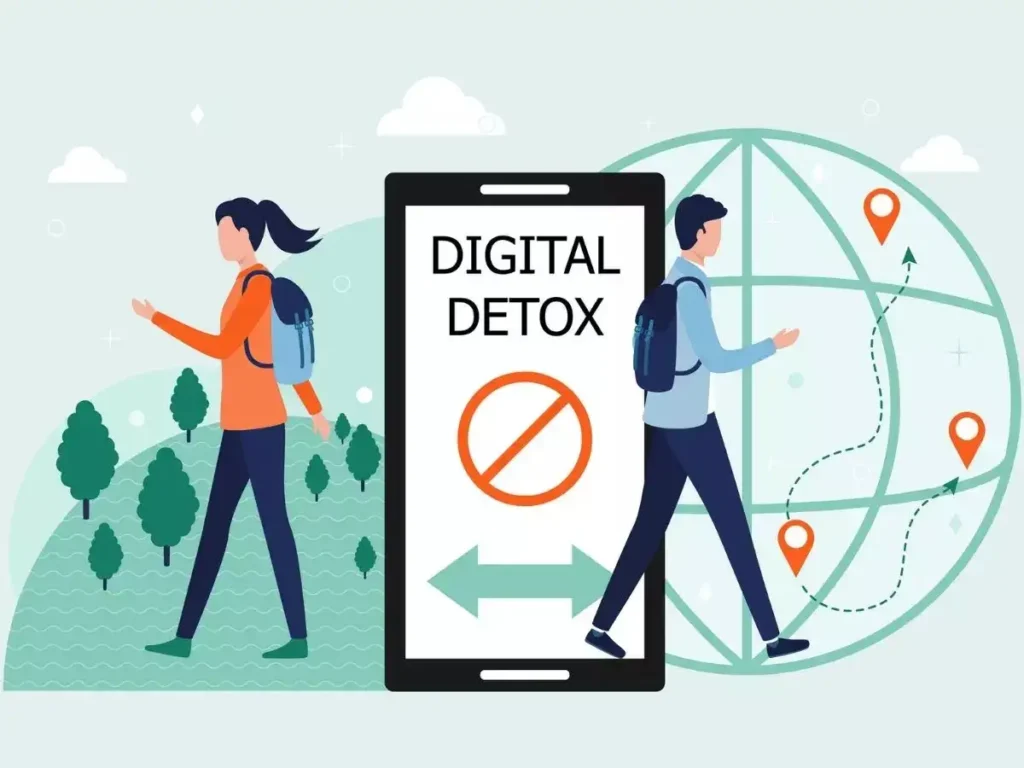Digital detox – avoid phone distraction improve focus productivity illustration picture.